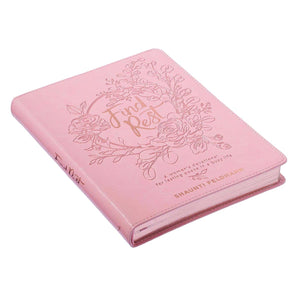 Personalized Devotional Find Rest Pink Faux Leather