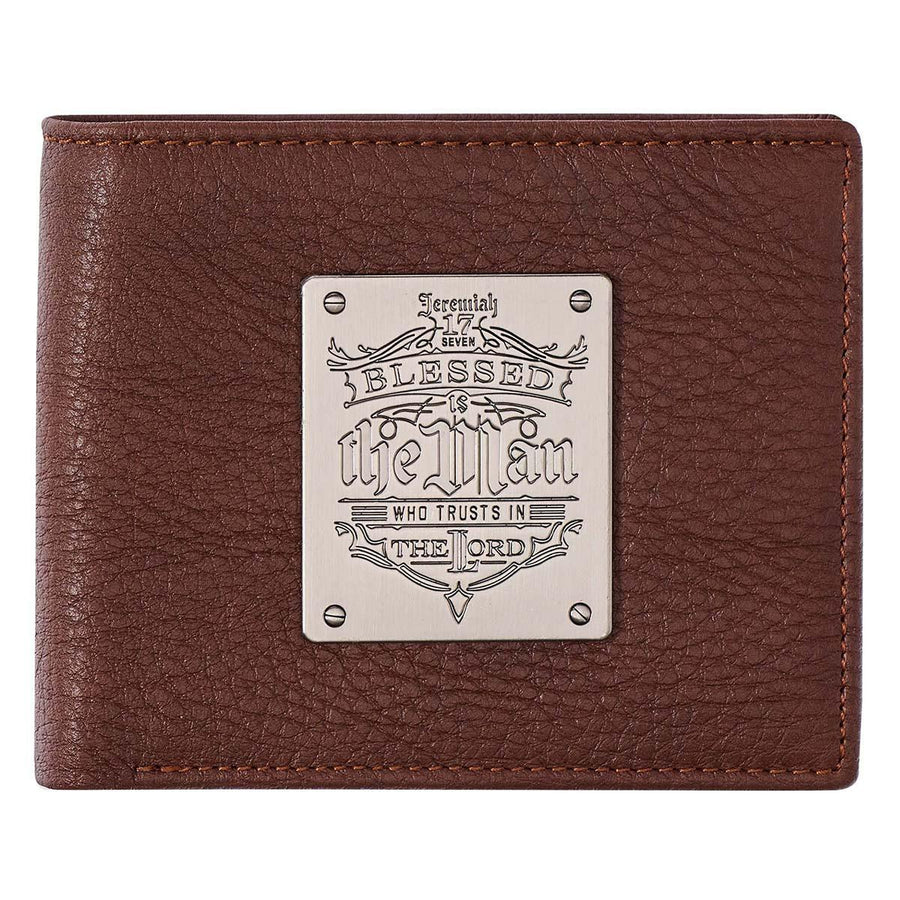 Blessed Is The Man Jeremiah 17:7 Brown Genuine Leather Wallet