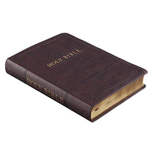 Personalized KJV Holy Bible Giant Print Full-Size Bible Dark Brown Faux Leather Bible