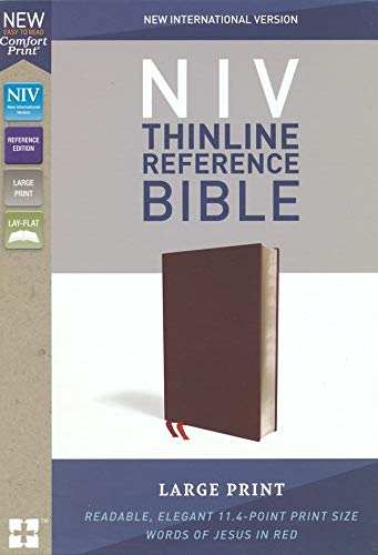 Personalized NIV Thinline Reference Bible Large Print Bonded Leather Burgundy Red Letter