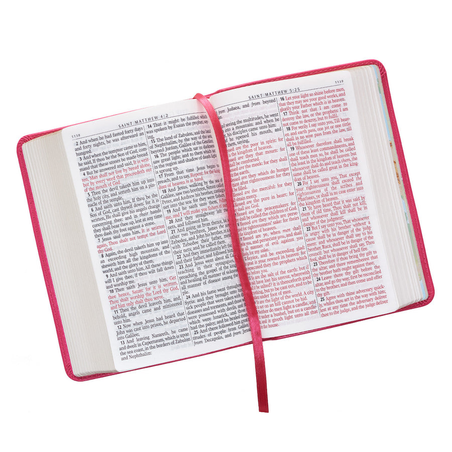 Personalized KJV Bible COMPACT LuxLeather Pink