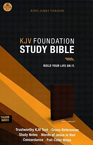 Personalized KJV Foundation Study Bible Leathersoft Brown Thumb Indexed