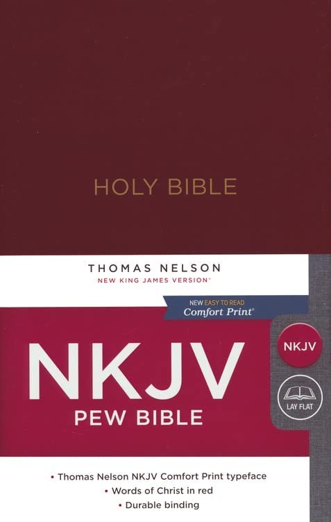 Personalized NKJV Pew Bible Red Letter Hardcover Burgundy